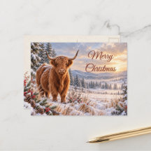 Jul Highland Ko Rustik Vinterlandskap