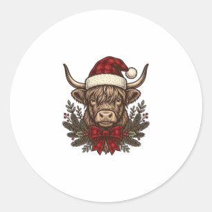 Jul Highland Ko Vintage Gravyr Design_1 Runt Klistermärke