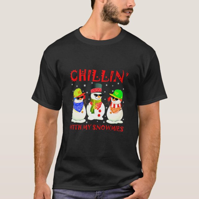 Jul Hip hop Music Snögubbe Chillin med min Sn T Shirt (Framsida)