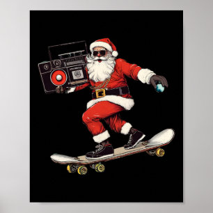 Jul Hip Hop Tomte Skateboardåkning Med B Poster
