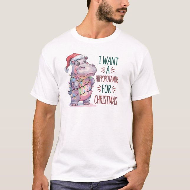 Jul Hippopotamus Funny T Shirt (Framsida)