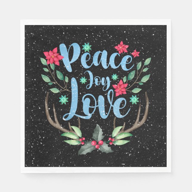 Jul Hjort Antlers i Snöflingor Pappersservett (Framsidan)