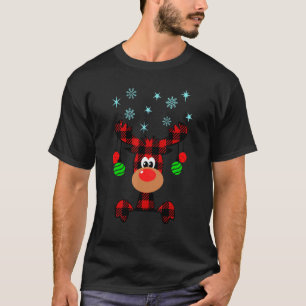 Jul Hjort Cute Red Buffalo Play Reindeer Mer T Shirt