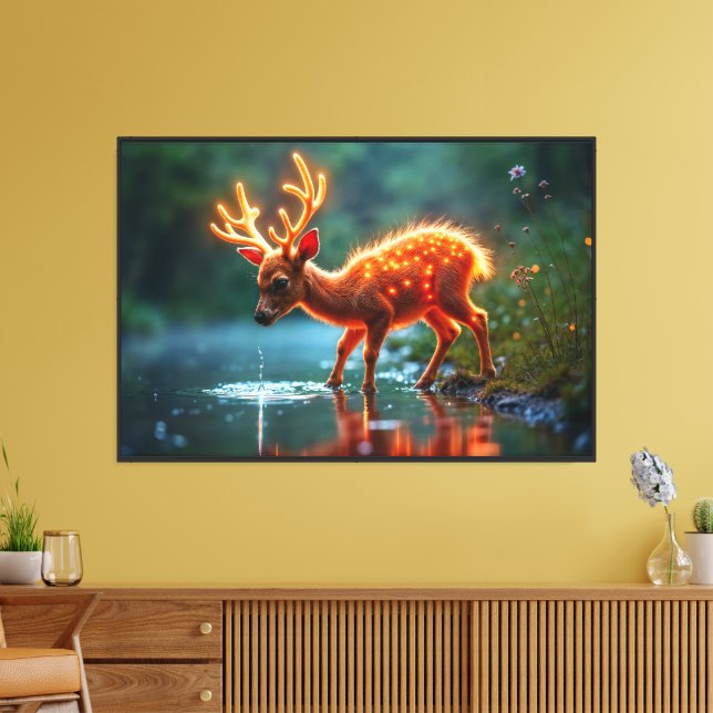 Jul, hjort, magi ljus canvastryck (Insitu (Vardagsrum))