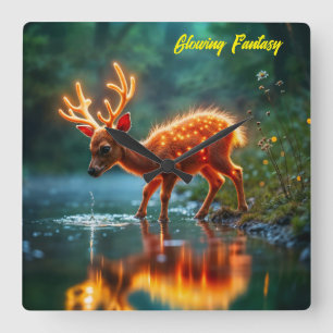 Jul, hjort, magi ljus fyrkantig klocka