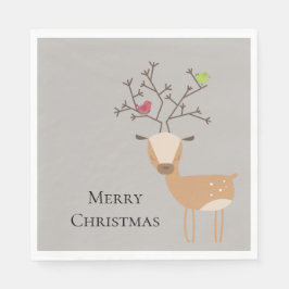 Jul-Hjort med fåglar Pappersservett