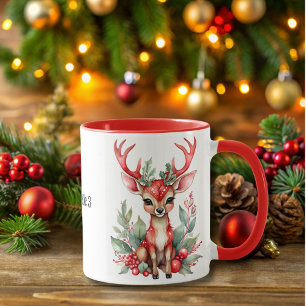 Jul-Hjort med Holly Coffee Mugg