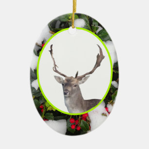 Jul-Hjort med Holly Ornament