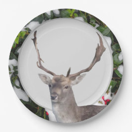 Jul Hjort med Holly Papper Plate