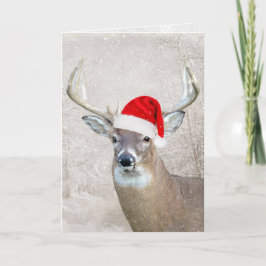 Jul-Hjort med jultomtekortet Helgdag Helgkort