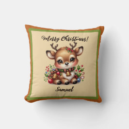 Jul Hjort med Namn Dekorativ kudde