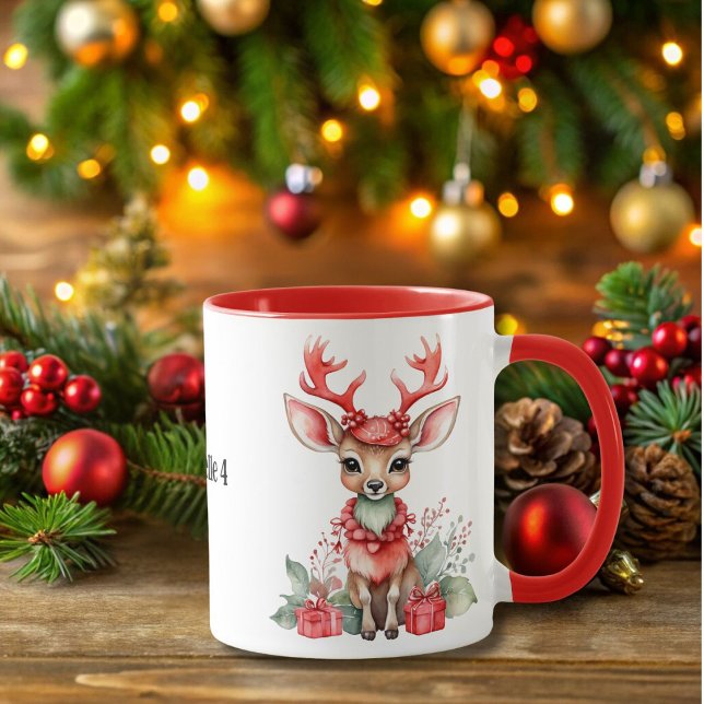 Jul-Hjort med Red Scarf Mugg (Skapare uppladdad)