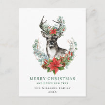 Jul Hjort Poinsettia Hälsning Helgdag