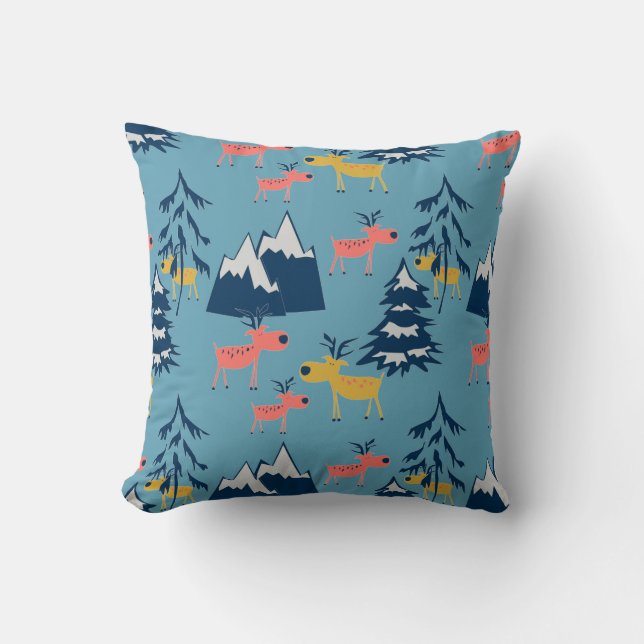 Jul ,hjort ,skog, Julgranar, helgdag Kudde (Framsida)