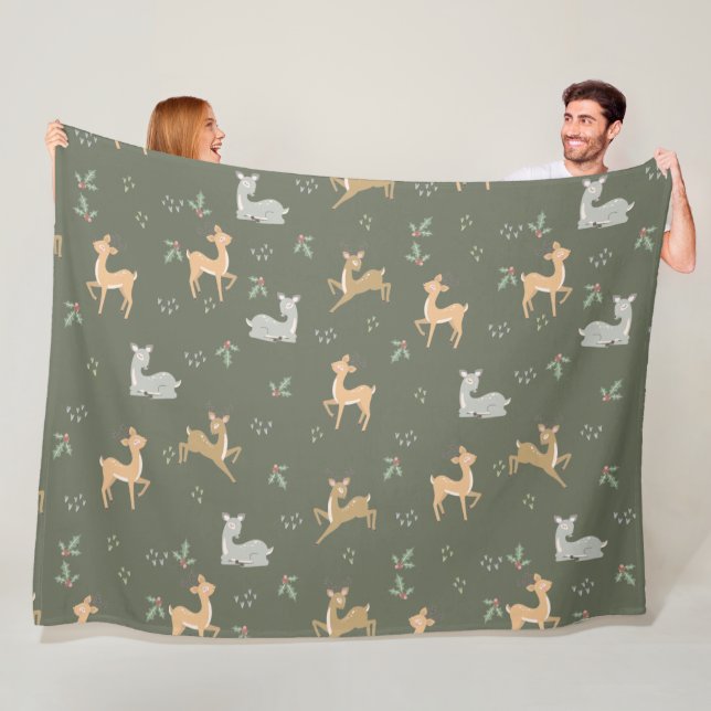 Jul Hjort Sömlös Mönster Fleecefilt (På plats)