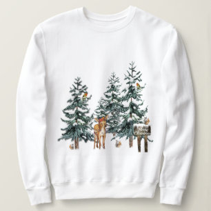 Jul-Hjort Squirrel Birds Gräs Träd Forest T Shirt