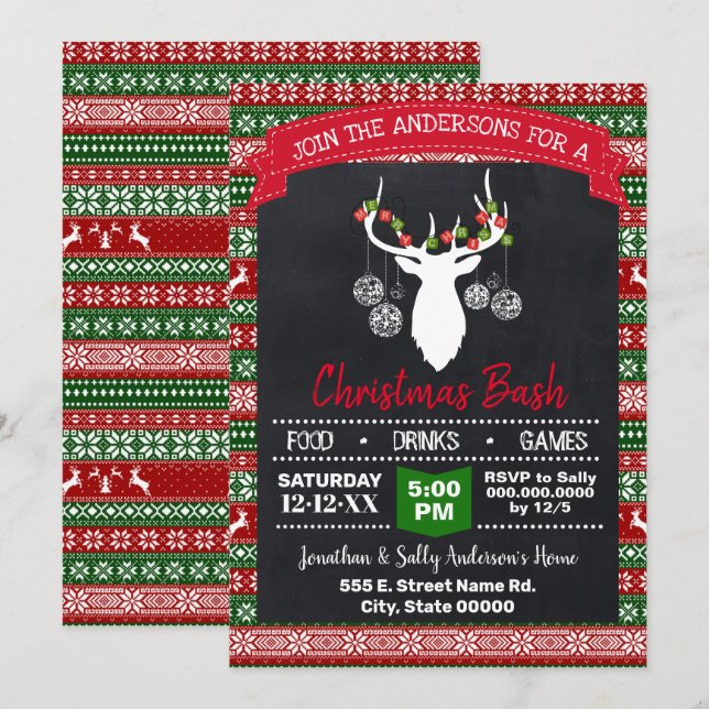 Jul Hjort Uggig Party Inbjudningar (Fram/baksida)