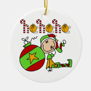 Jul Ho Ho Helgdag Cute Elf Julgransprydnad Keramik