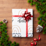 Jul Ho Ho Ho Boho Rainbow Gift Presentpapper<br><div class="desc">Cute boho helgdag vattencolor rainbow gjord med blå stjärnor och Ho Ho Ho i skript.</div>