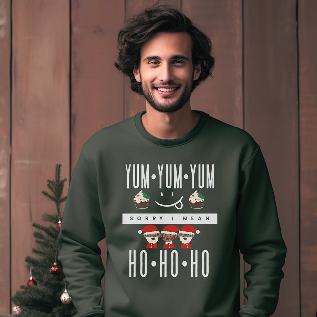 Jul Ho Ho Ho Funny Foodie Quote Typography Lång Ärmad Tröja (Skapare uppladdad)