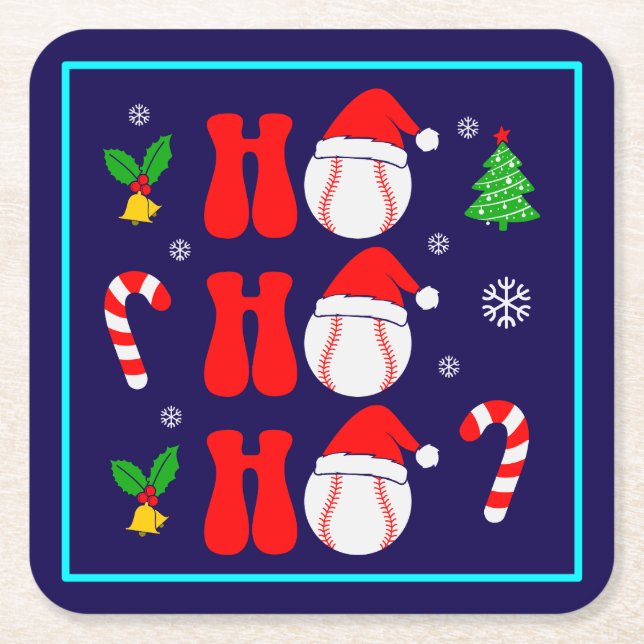 Jul Ho Ho Ho Funny Julafton-85211 Underlägg Papper Kvadrat (Framsidan)