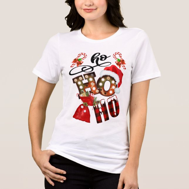 Jul Ho Ho Ho Modern Festive Helgdagars T Shirt (Framsida)