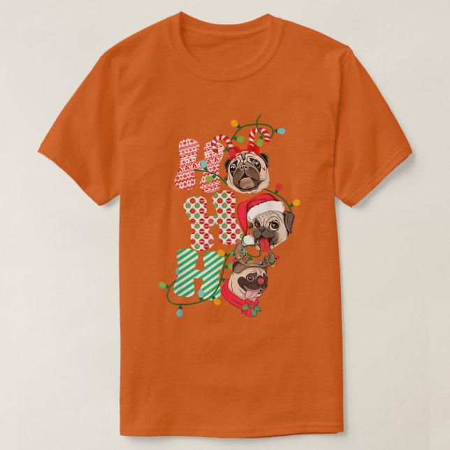 Jul Ho Ho Ho Pug Hund älskare Funny Lycklig Holid T Shirt (Design framsida)