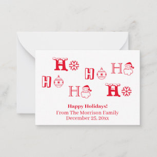 Jul Ho Ho Ho röd anpassat namn datum söt Anteckningskort