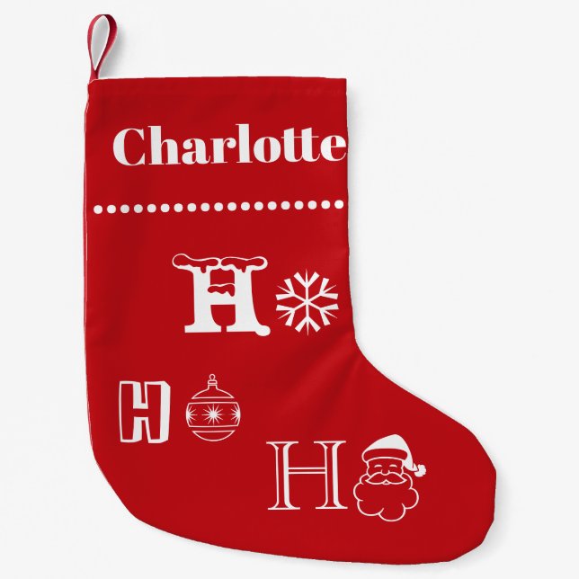 Jul Ho Ho Ho-rött namn datum söt Liten Julstrumpa (Framsidan)