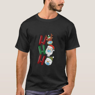 Jul Ho Ho Ho Santa Reindeer Snögubbe Ansikte Mas T Shirt