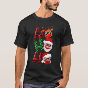 Jul Ho Ho Ho Santa Reindeer Snögubbe Ansikte Mas T Shirt