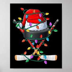 Jul Hockey Julafton Santa Sports Hat Boll Kids B Poster
