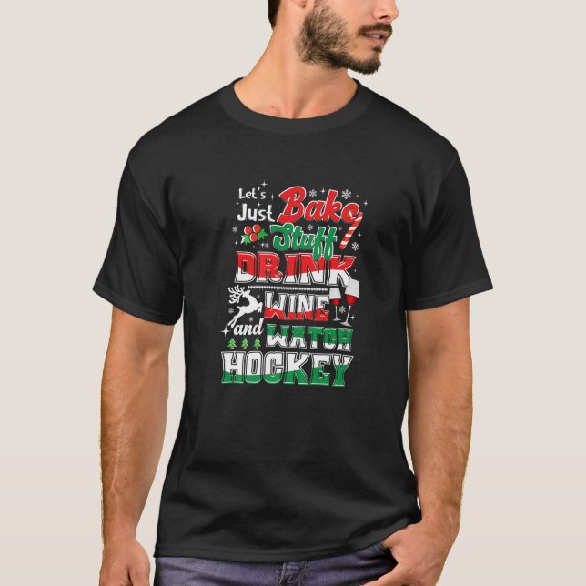 Jul Hockey Mammor Vin Baking Helgdag Pajamas T Shirt (Framsida)