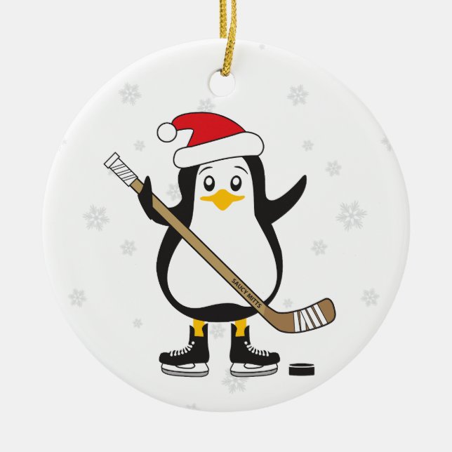 jul Hockey Penguin Julgransprydnad Keramik (Framsidan)