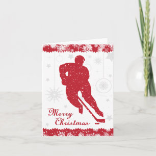 Jul Hockey Red Snöflingor Male Card Helgkort