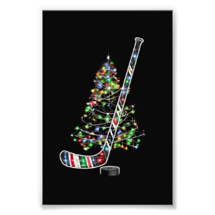 Jul Hockey Sports Boll Santa Hat Julafton Fototryck