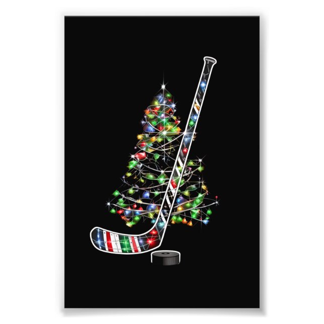 Jul Hockey Sports Boll Santa Hat Julafton Fototryck (Framsidan)