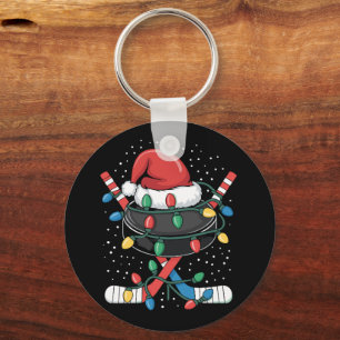 Jul Hockey Xmas Tomte Sport Hatt Boll Nyckelring