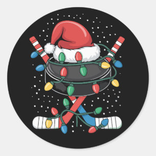 Jul Hockey Xmas Tomte Sport Hatt Boll Runt Klistermärke