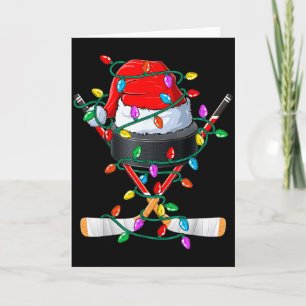 Jul Hockey Xmas Tomte Tröjor Hatt Boll Pojkar Kort