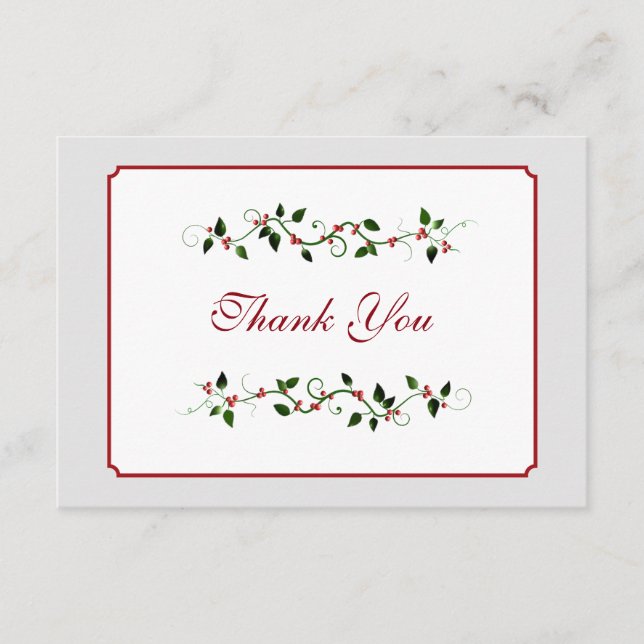 Jul Höftligt Bröllop Tack Platt Kort (Framsida)