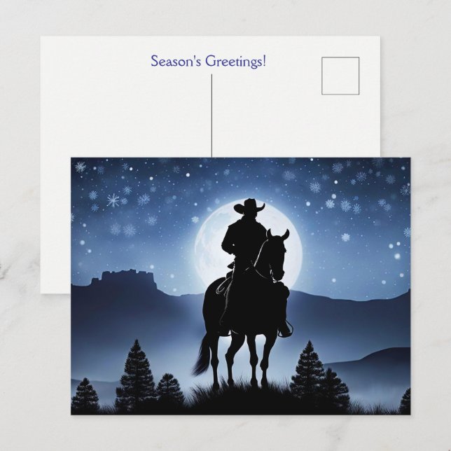 Jul Högtider Julhälsningar Cowboy Vykort (Fram/baksida)
