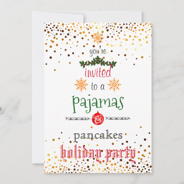 Jul Högtids Pyjamas & pannkakor familjefest Inbjudningar (Framsida)