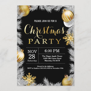 Jul Holiady Party-inbjudan Black och Guld Inbjudningar