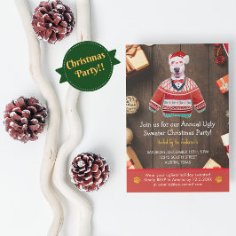Jul Holiday Bull Terrier Fulständig Jultröja Party Inbjudningar