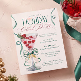 Jul Holiday Cocktailparty Festiv Dryck Bow Inbjudningar