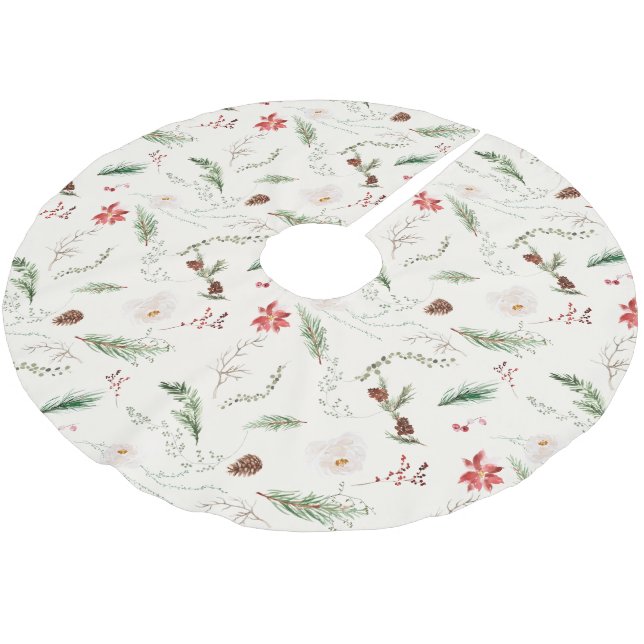 Jul Holiday Elegant Boho Botanisk Natur Julgransmatta Borstad Polyester (Vinklad)