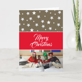 Jul Holiday Familjefoto Röd Helgkort