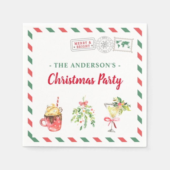 Jul Holiday Fest Middag Anpassad Cocktail Pappersservett (Framsidan)