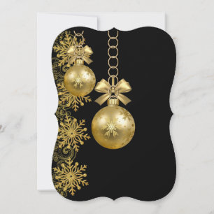 Jul Holiday Lägenhet Julkort, Guld Bollar Kort